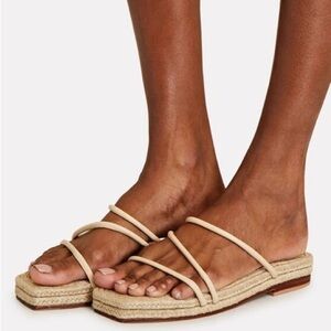 St. Agni Beige Braided Espadrille Flat Sandals